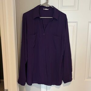 Maurices Rich Purple Women's Button Down Shirt
